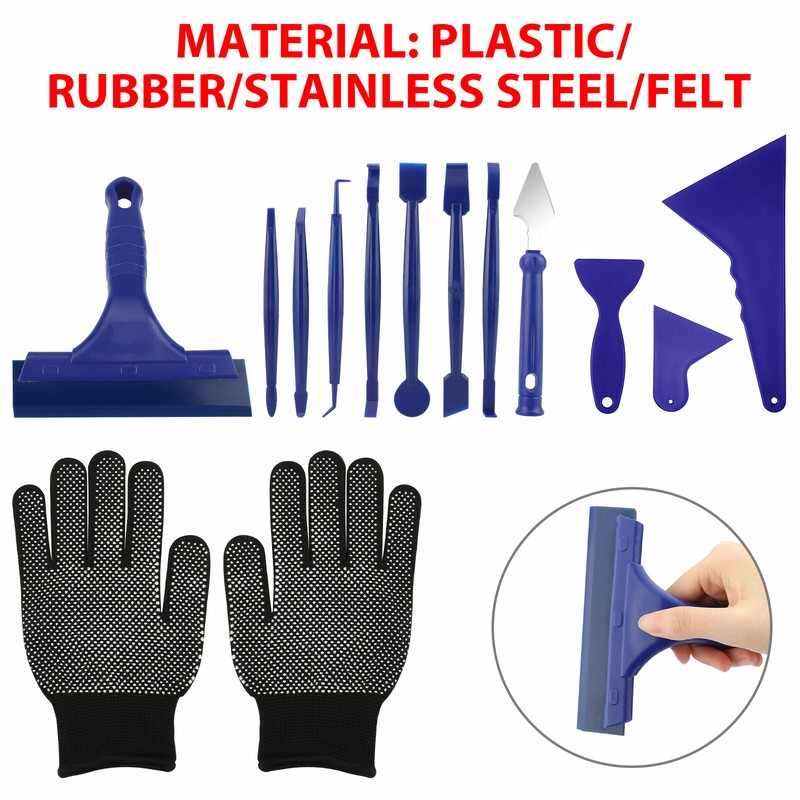 13PCS Car Window Tint Wrap Film Vinyl Cutting Gloves Squeegee Scraper Tools Kit gallery