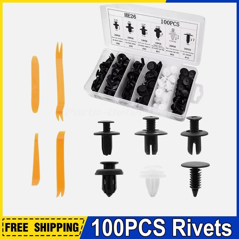 100X⭐Bumper Fastener Clips Auto Car Hole Plastic Rivets Retainer⭐Fender Push Pin