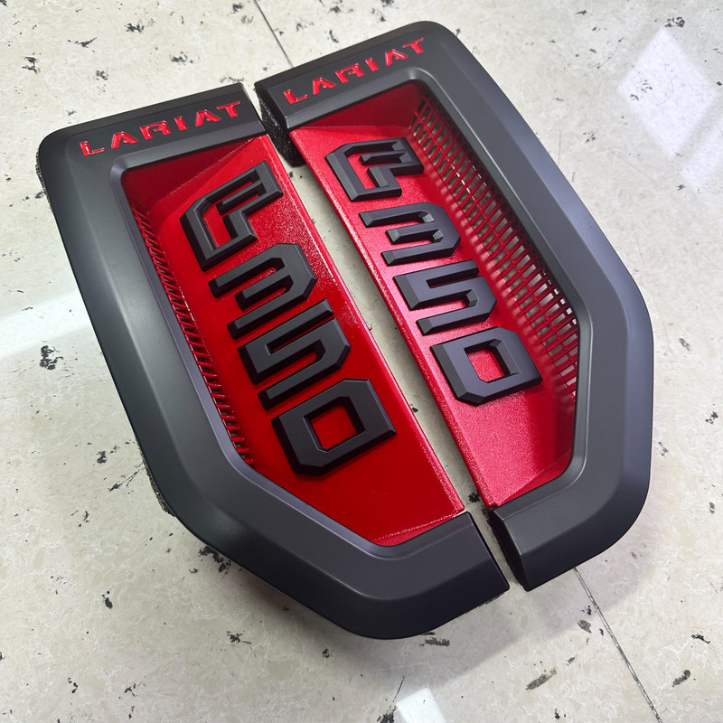 DRIVER &PASSANGER Side Emblems Red Black Badges For 2017-2022 F350Lariat gallery