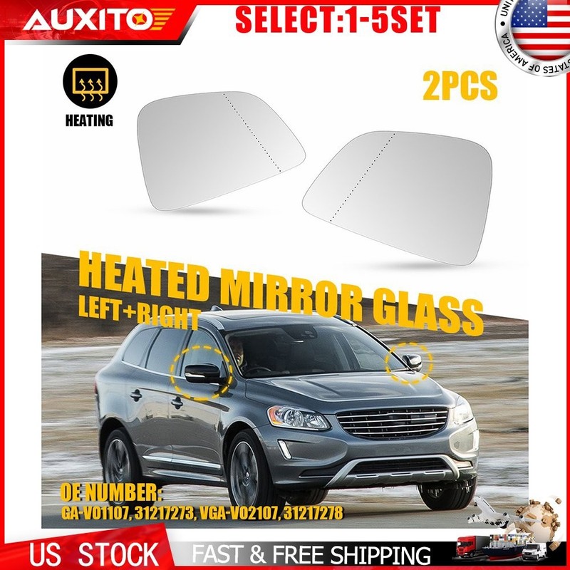 Side View Mirror Glass Heated for Volvo XC60 2010-17 Driver Passenger Side 2-20