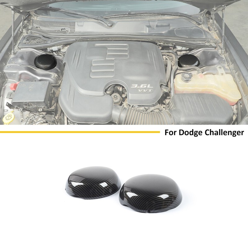 2x Carbon Fiber Engine Compartment Suspension Cover For Dodge Challenger Charger