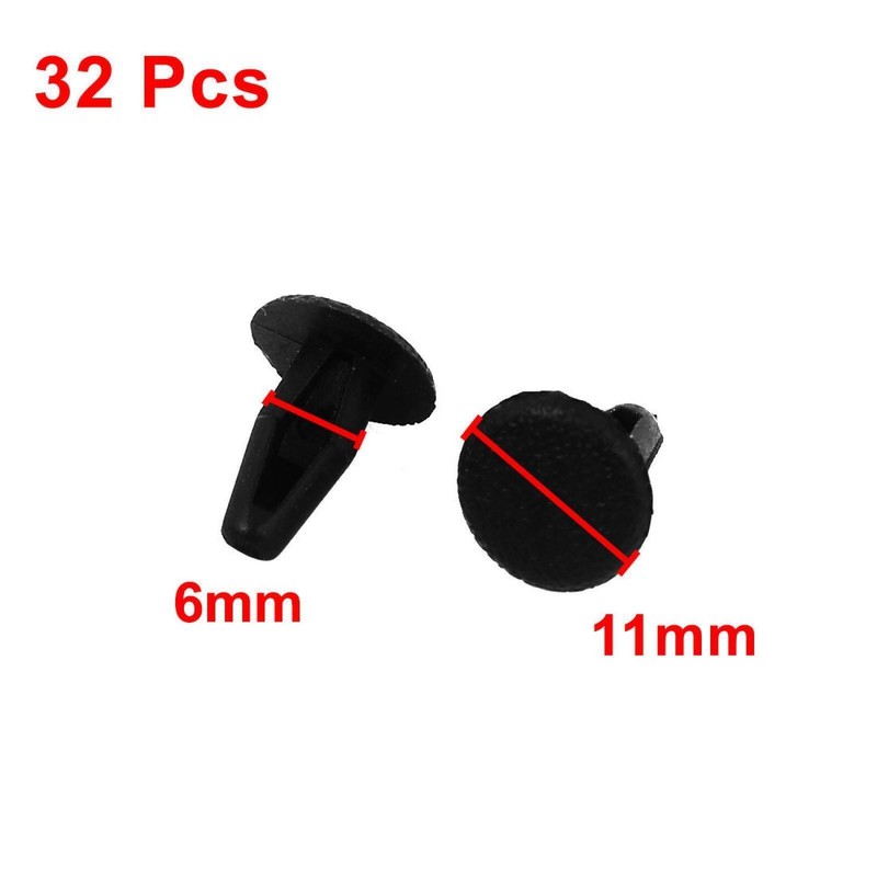 32 Pcs Black Plastic Rivets Defender Clip 6mm x 4mm x 13mm for Car Bumper