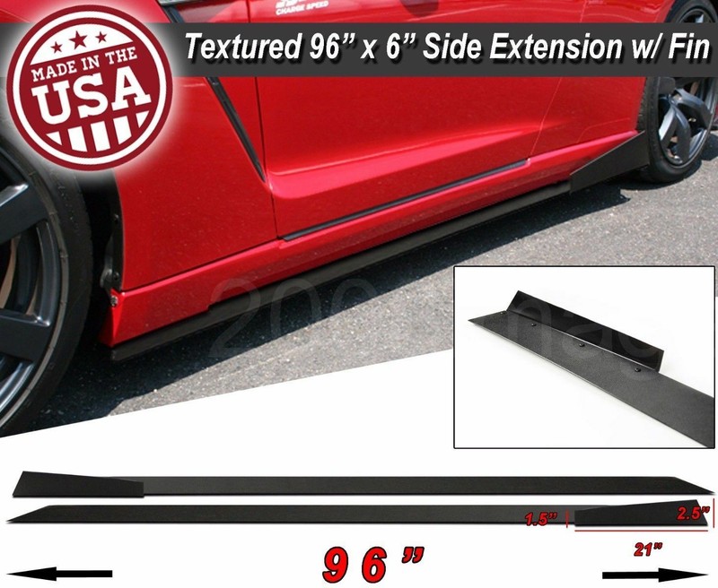 96″ x 6″ Extension Flat Bottom Line Lip Side Skirt w/ Fin Diffuser For Nissan