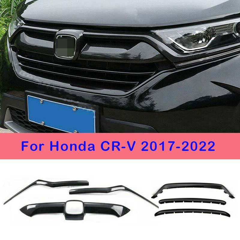 Carbon Fiber Front Bumper Center Grille Cover Trim For Honda CR-V CRV 2017-2022