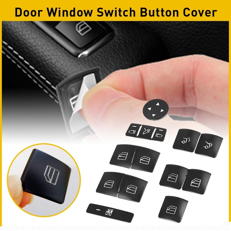 14X Car Front Door Armrest Window Switch Button Cover Set Trim For Mercedes-Benz