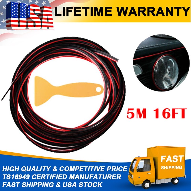 Red Car Van Interior Door Gap Edge Line Molding Trim Strips Panel Accessories 5M