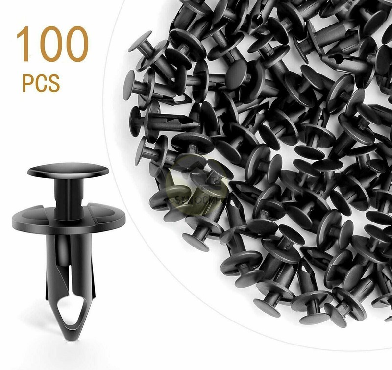 USA Vehicle 8mm Bumper Retainer Clips 100X – Auto Fender Plastic Push Fasteners