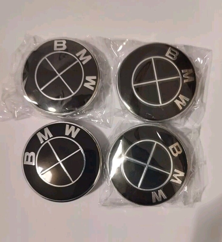 BMW Center Caps Set: Full Black 68mm (4 Pieces)