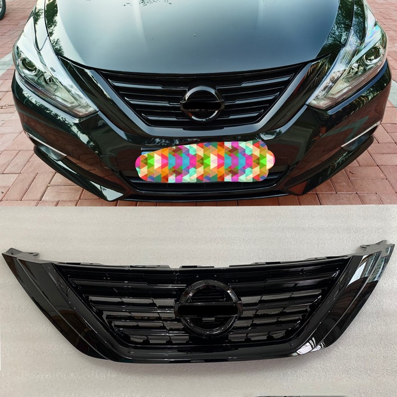 US- Fit For Nissan Altima 2016-2018 All Black Front Bumper Upper Grille Assembly