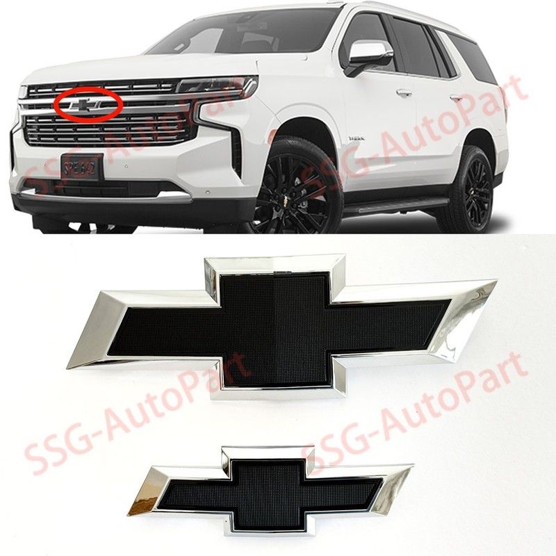 2PC Custom Front Rear Chrome Bowtie Emblems Fit 2021-2025 Suburban Tahoe