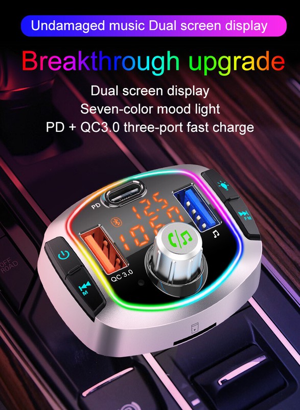 Car Stereo Bluetooth 5.0 FM Transmitter MP3 Hands free Radio Adapter USB Charger gallery