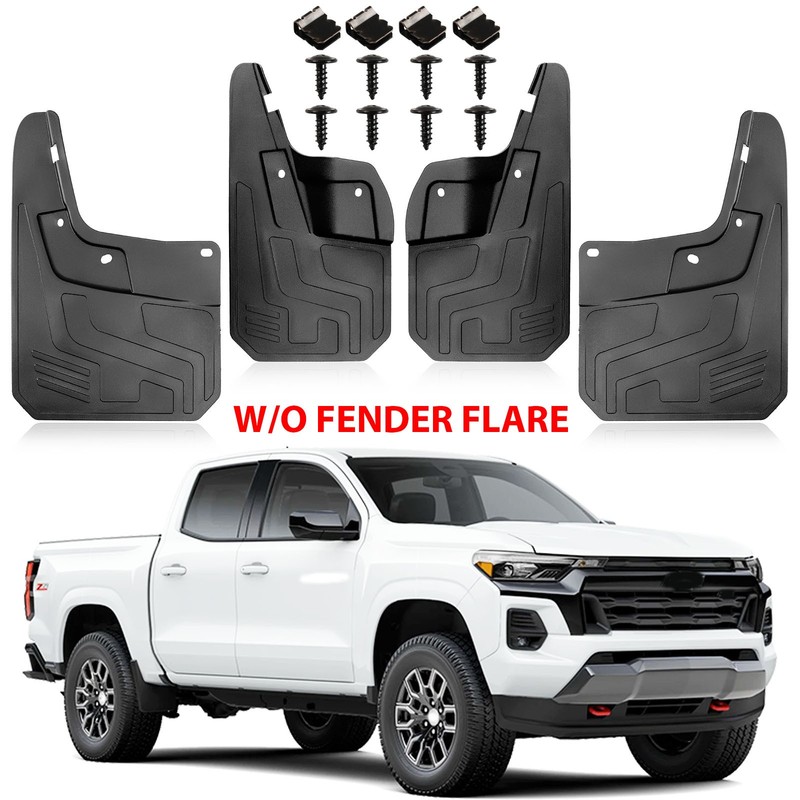 4pcs For Chevrolet Colorado 23-2026 Splash Guards Mud Flaps W/O Fender Flare