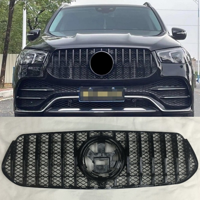 For 2020+ Mercedes Benz W167 GLE Grille w/Camera Hole ALL Black Front Mesh Grill