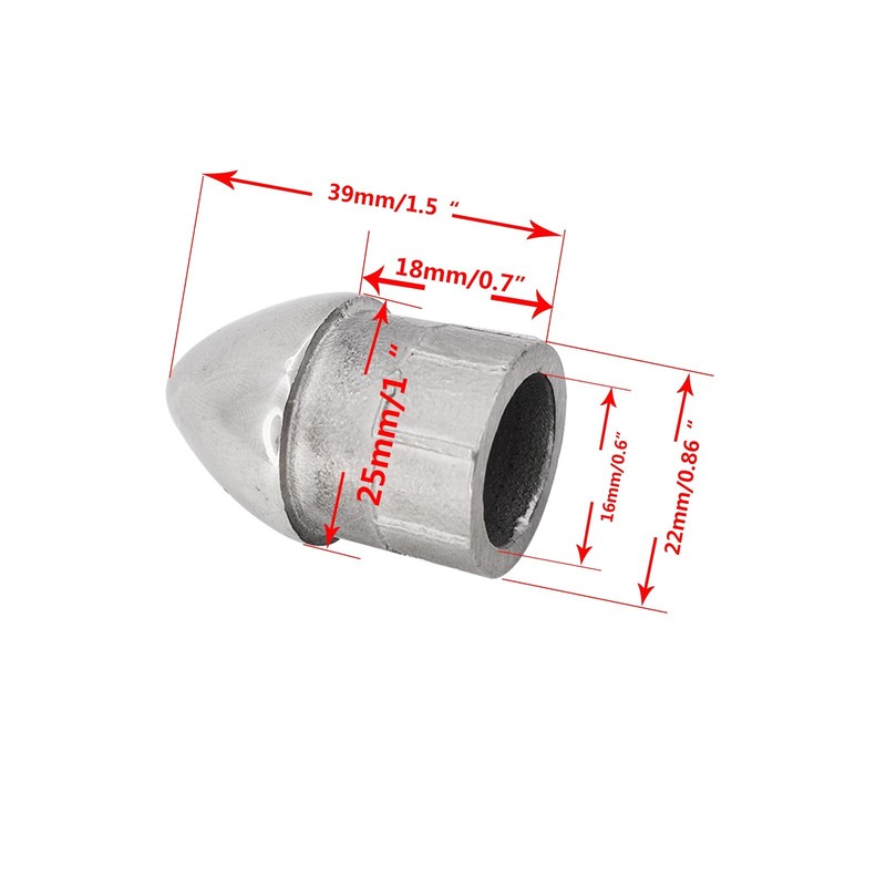 ISURE MARINE 2Pcs Boat Hand Rail Fitting Bullet End Stainless Steel 25mm/22mm