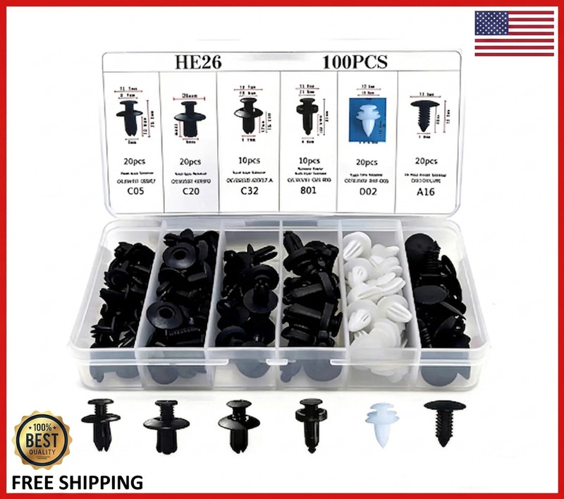 100 Pcs Plastic Bumper Clips Car Clips Rivets Fasteners Push Retainer