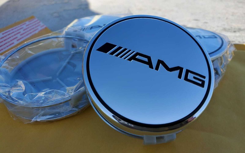 AMG Set of 4 Mercedes Benz Silver Center Caps 3 Inch/75mm Fits Most Models