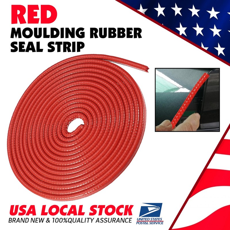 PVC Rubber Seal Strip for Sheet Metal Car Doors, Hatches, Table Corners Red