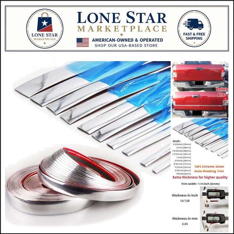 Durable 16Ft Self-Adhesive Chrome Molding Trim – Perfect for Cars & Interiors