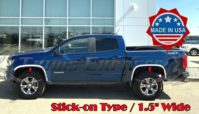 for:2015-2021 Chevrolet Colorado Fender Wheel Well Lip Trim Stainless Stick-On