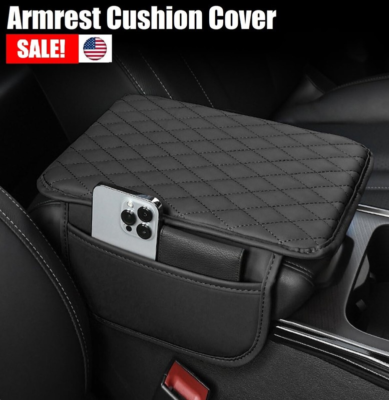 Car Accessories Armrest Cushion Cover Center Console Box Pad Leather Protector gallery