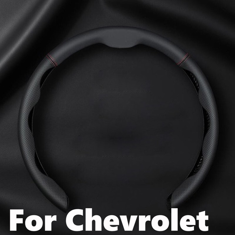 Luxury Leather Car Steering Wheel Cover 15″ Breathable Non-Slip For Chevrolet