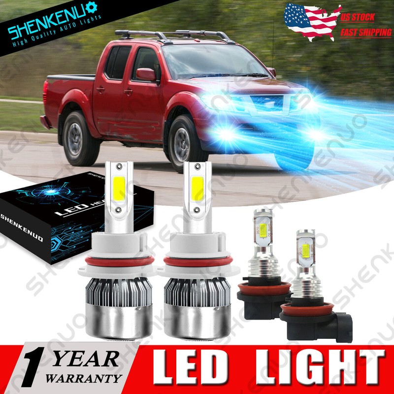 For Nissan Frontier 2005-2018 4x 8000K Combo LED Headlight Hi-Lo + Fog Light Kit