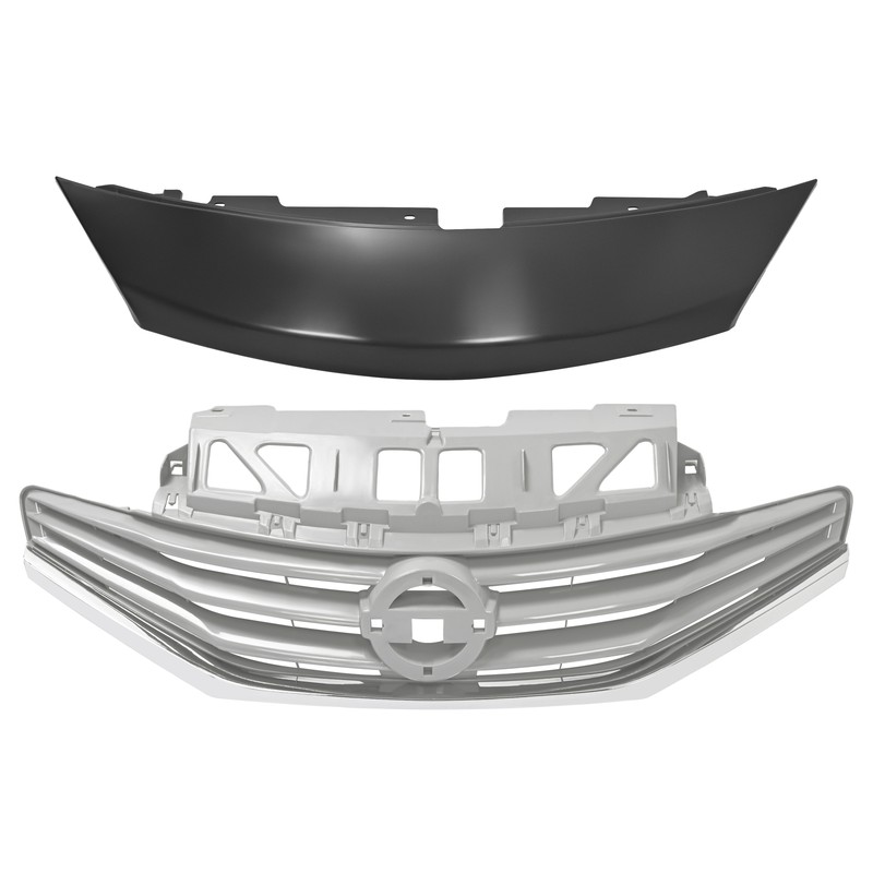 Front Upper Bumper Grille & Cover Assembly For Nissan Versa Note 2014-2017 Gray gallery