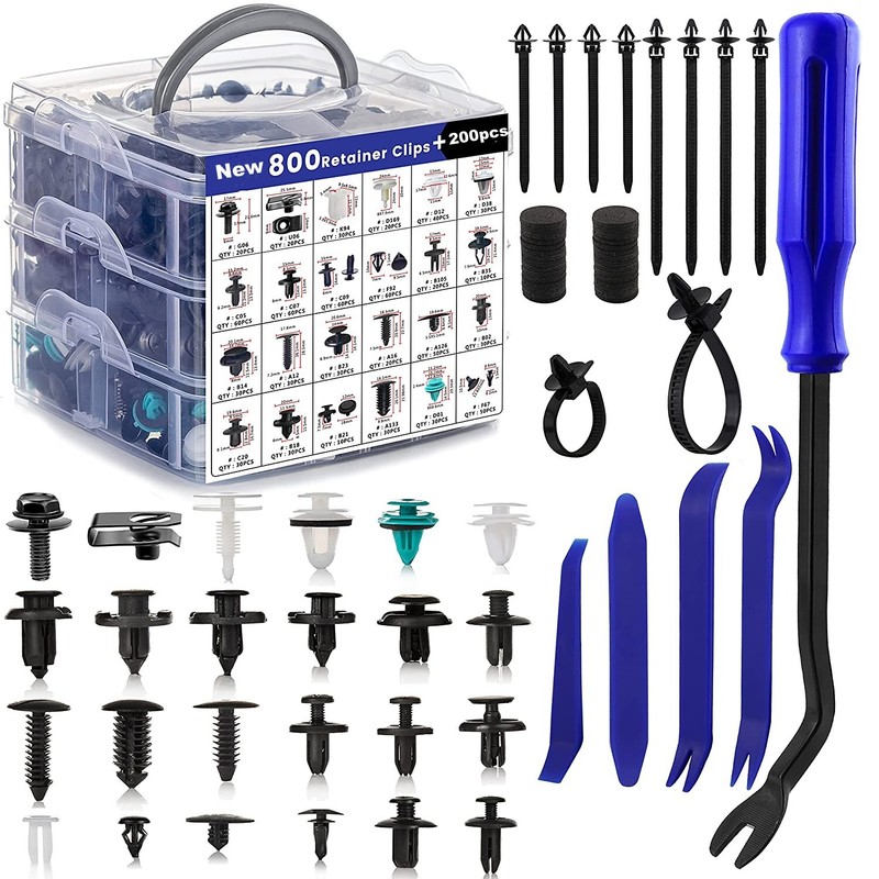 1000 Pieces Automotive Retainer Clips Push Fasteners Trim Pin Rivets Kit