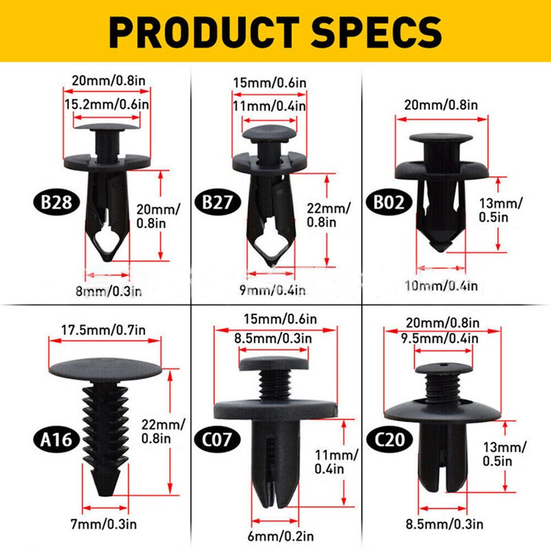 190Pcs Car Clips for Hole Plastic Rivets Retainer Fender Push Pin Fastener Bumpe gallery