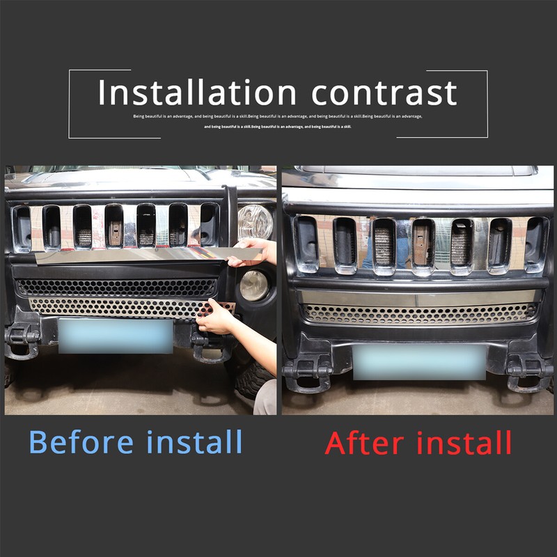 2PCS Stainless Steel Grille Front Accent Panel Trim Fit For Hummer H3 05-2009 US gallery
