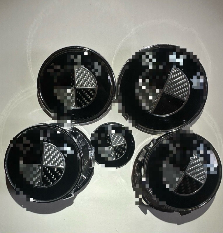 NEW Roundel Emblem Set 7X – True Carbon Fiber – Black And White 82/74/68/45mm