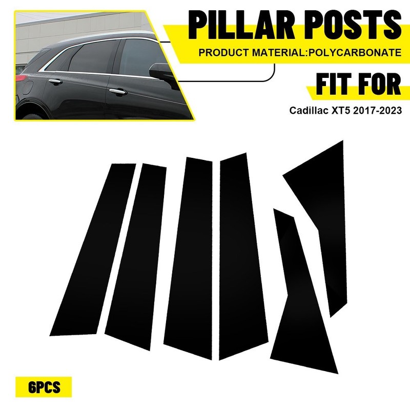 6PCS Pillar Post Cover Trims Suitable Black for Cadillac XT5 2017-2023