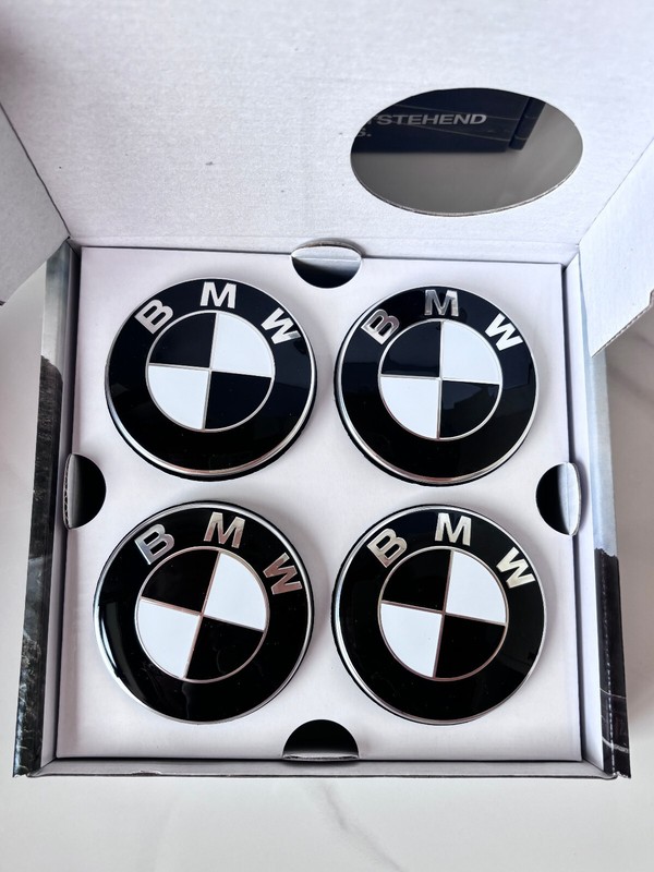 4Pc/Set New BMW Black And White Floating Rotation Car Wheel Center Caps 56mm gallery