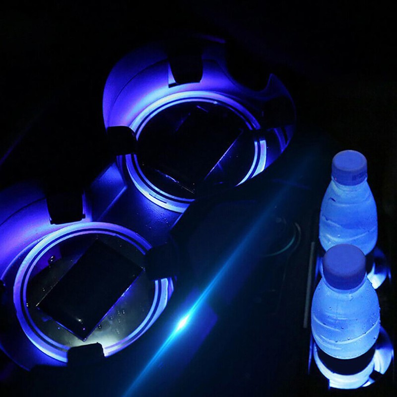 2pcs LED Car Cup Pad 7 Colors Accessories Light Cover Interior Decoration Lights
