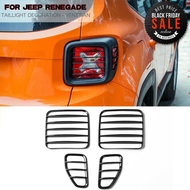 Black Taillight Rear Tail Lamp Cover Trim Decor For Jeep Renegade 2015-2023 4PCS