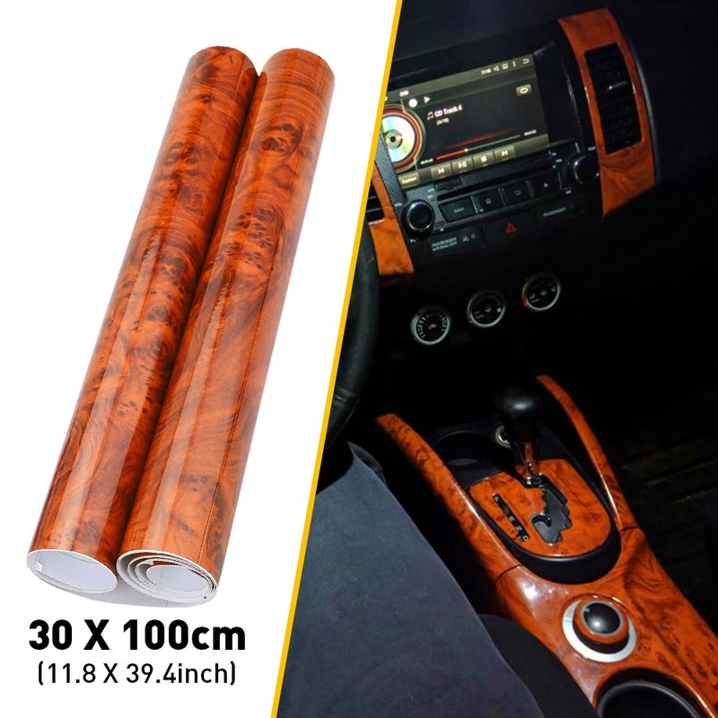 Car Interior Wood Grain Vinyl Wrap Sticker Decal Sheet Film Decor Kit Waterproof