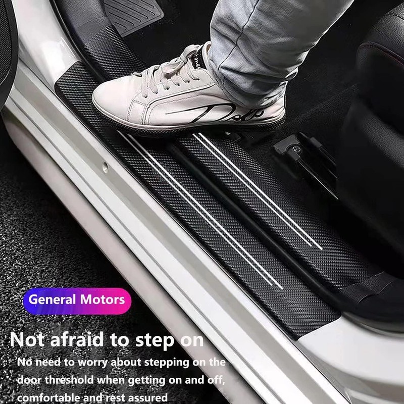 9PCS Carbon Fiber Leather Car Door Sill Trunk Plate Protector Step Sticker gallery