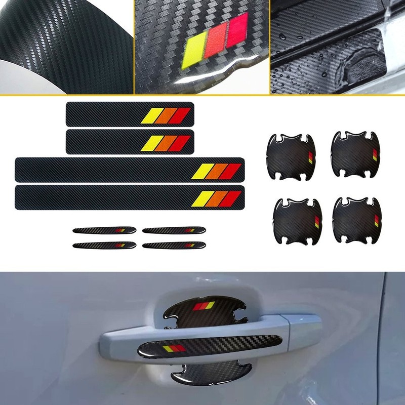 12X Door Handle Sticker & Door Sill Sticker Set Accessories Trims For Toyota