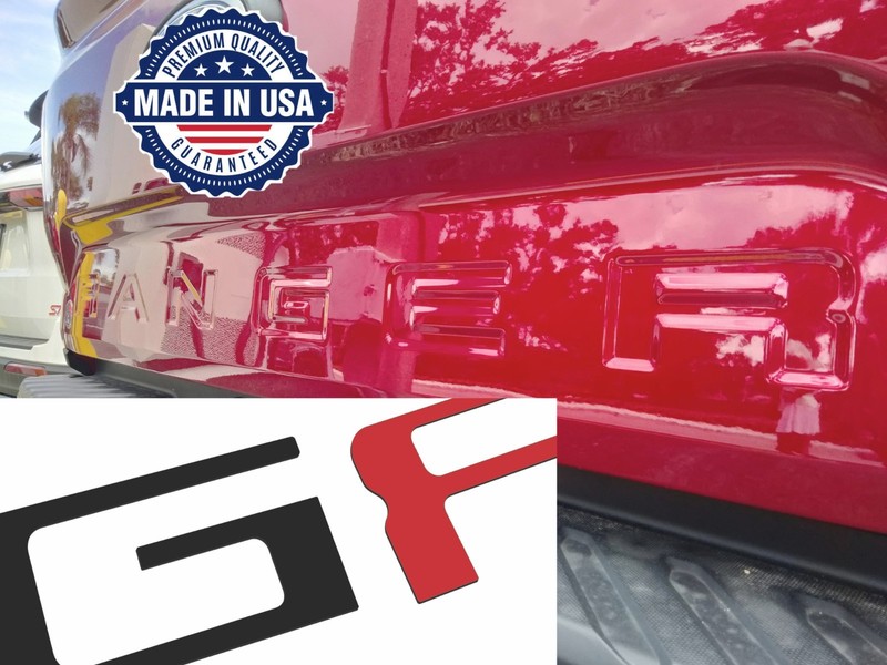 COMPATIBLE WITH 2024 25 2026 BLACK ABS PLASTIC TAILGATE INSERTS LETTERS US MADE