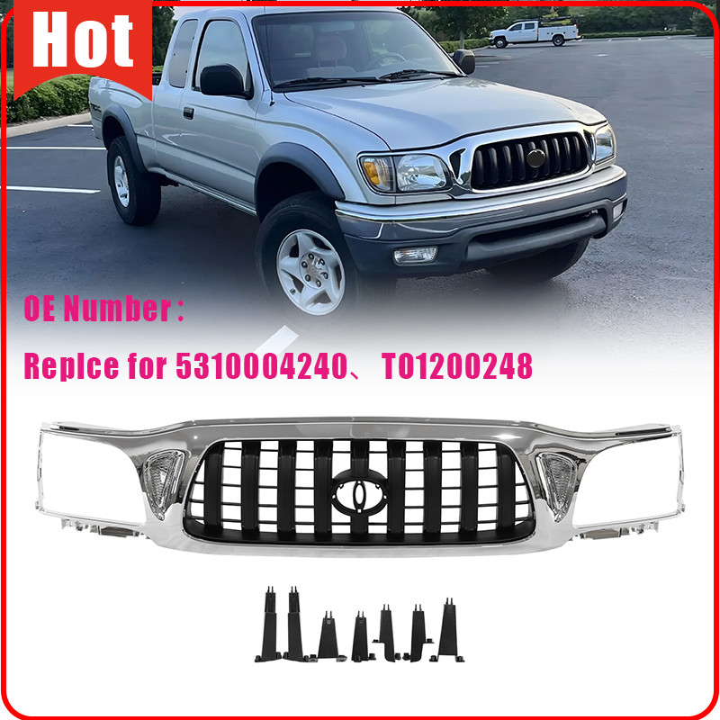 Front Grille Assembly Chrome Frame Black Insert For 2001-2004 Toyota Tacoma