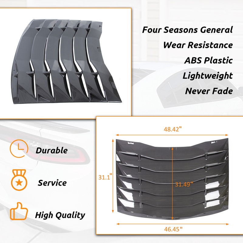 For Charger Sedan 2011-2023 Carbon Fiber Style Rear Window Louver Sunshade Vent gallery