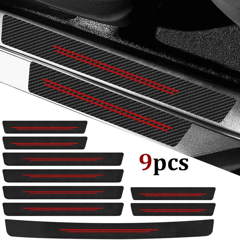 9X For Jeep Accessories Car Red Door & Trunk Sill Protectors Cover Scuff Guard