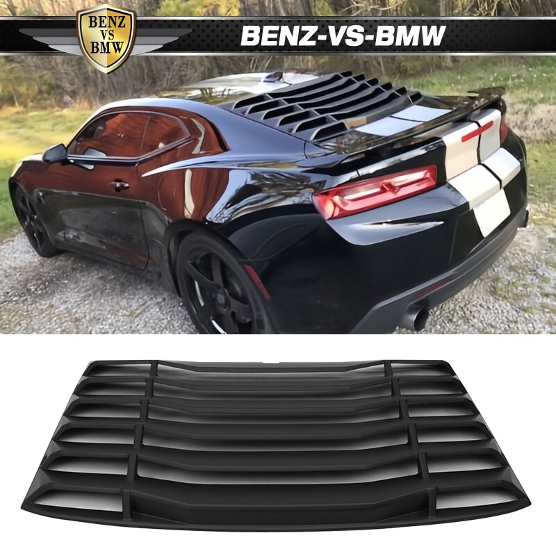 Fits 16-24 Chevy Camaro Coupe Rear Window Louver Shade Cover Unpainted Black