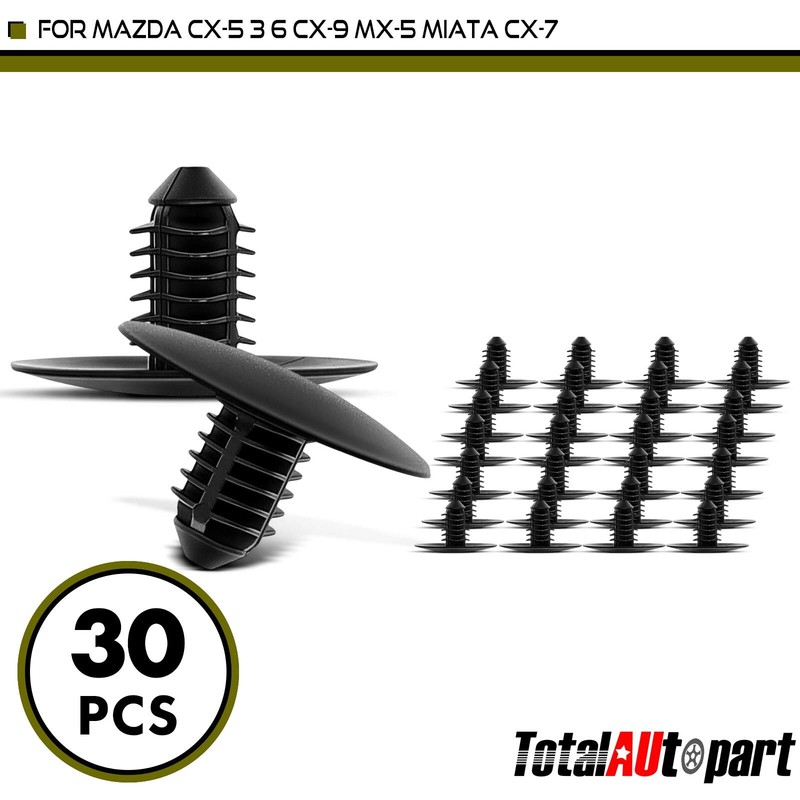 30Pcs Hood Insulation Retainer Clips for Mazda 2 CX-30 CX-5 CX-7 RX-8 7mm Nylon