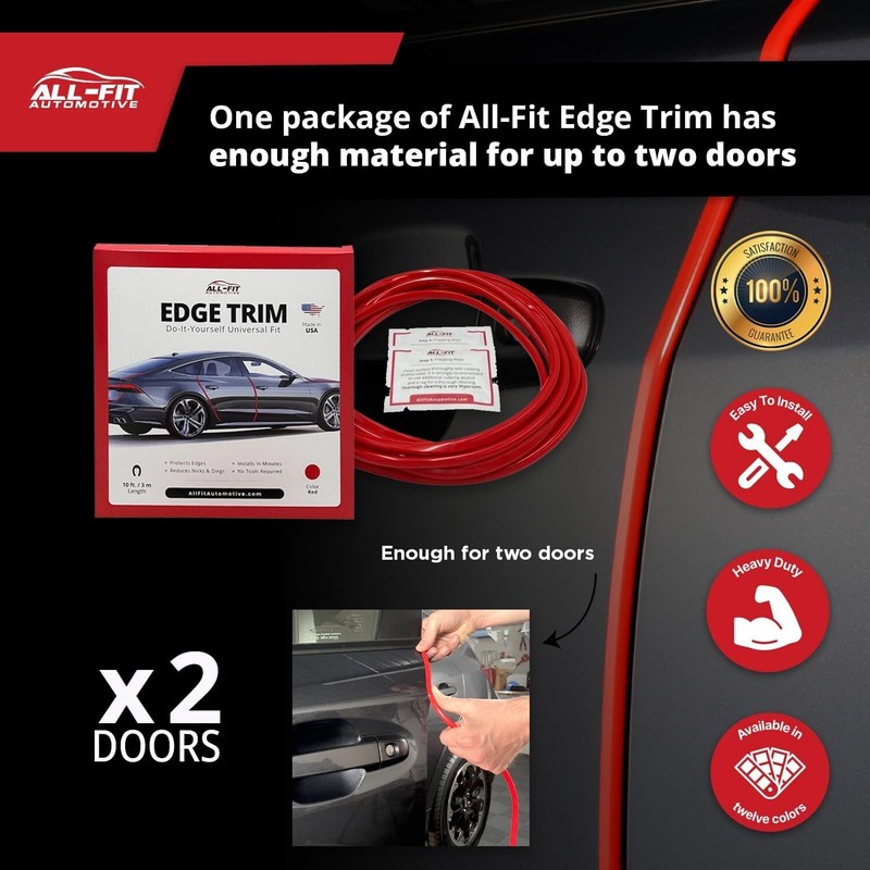 ALL-FIT Car Door Edge Protector Guard from Scratches & Dings U-Shaped (DARK RED) gallery
