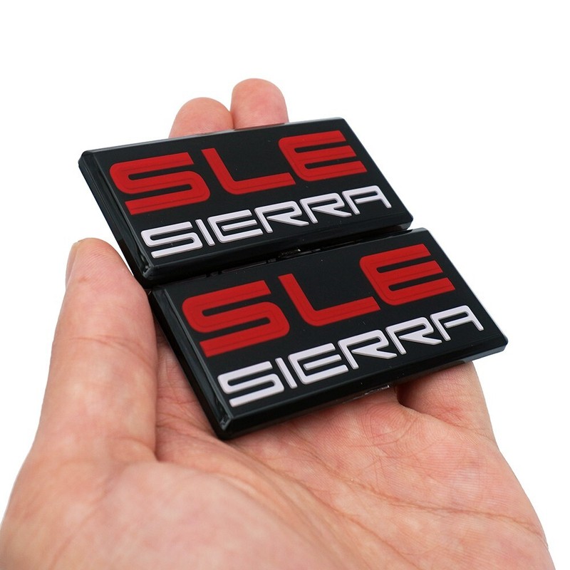 2x Fits 88-94 Yukon Suburban Sierra SLE Cab Emblem Pillar Roof Badge Red White gallery