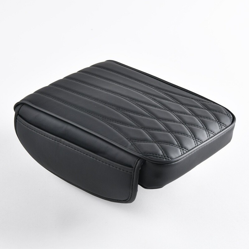 Car Center Console Cover PU Leather Car Arm Rest Cushion Pad with 2 Storage Bags