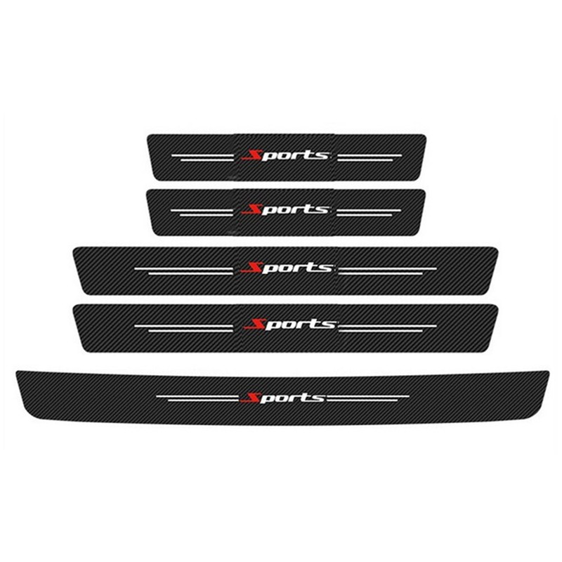 Car Door Sill Scuff Cover Plate Sticker Protector Accessories Carbon Fiber Look