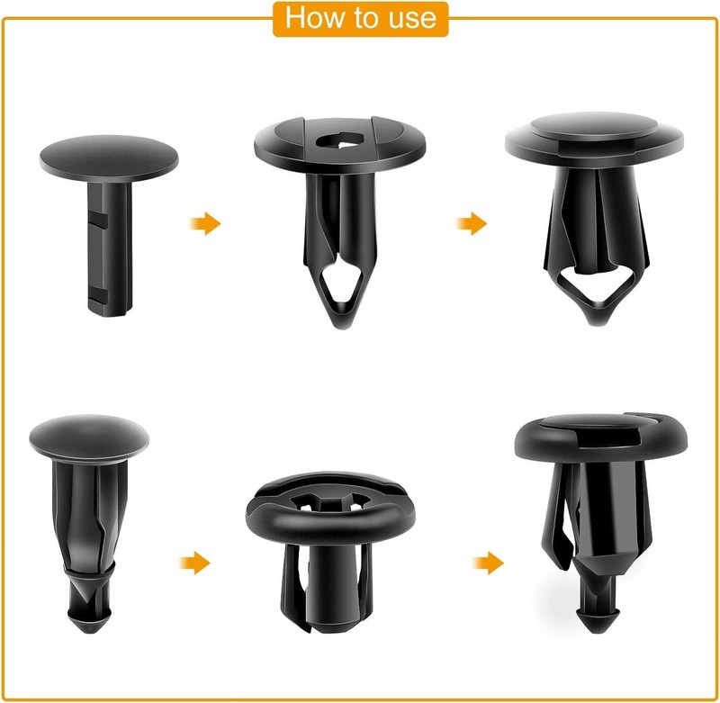 200Pcs Push Bumper Fastener Rivet Clips W/6 Size Universal Plastic Fender Clips gallery