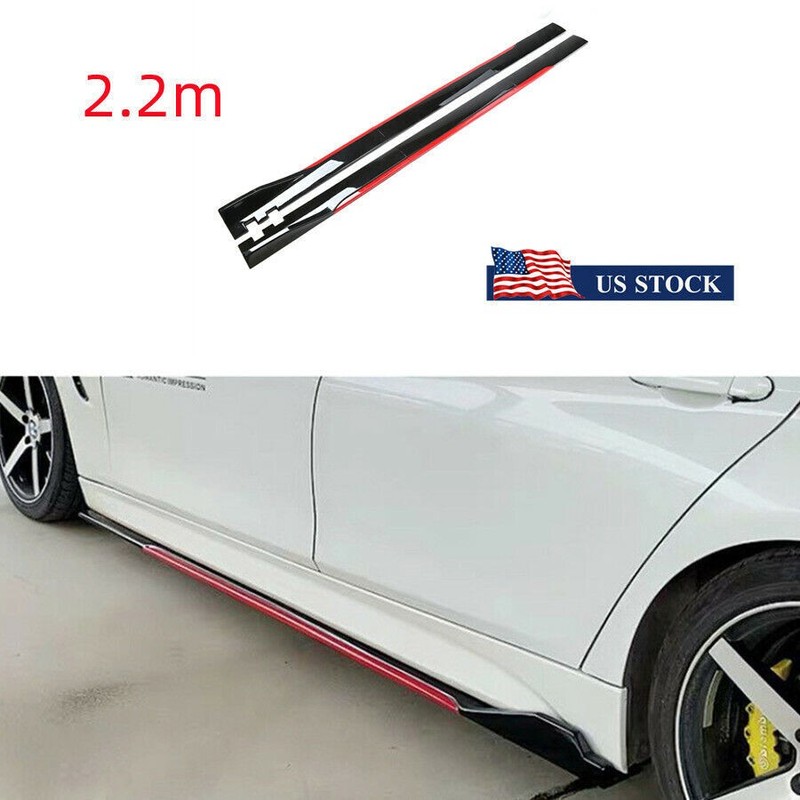 Glossy Black Red Color Splicing 2.2m Cuttable Car Side Skirts Winglet Extensions